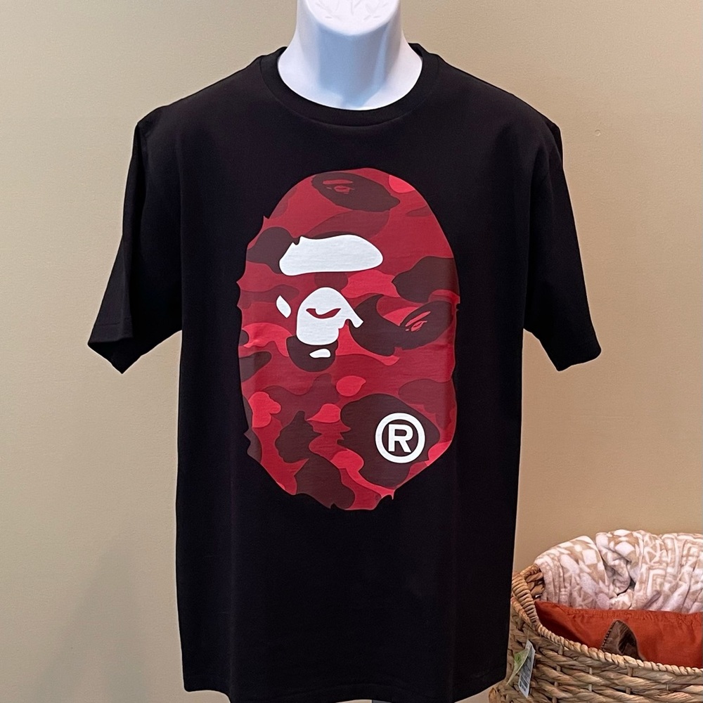 Bape mens shirts size large. Red and black 100% cotton. Great condition